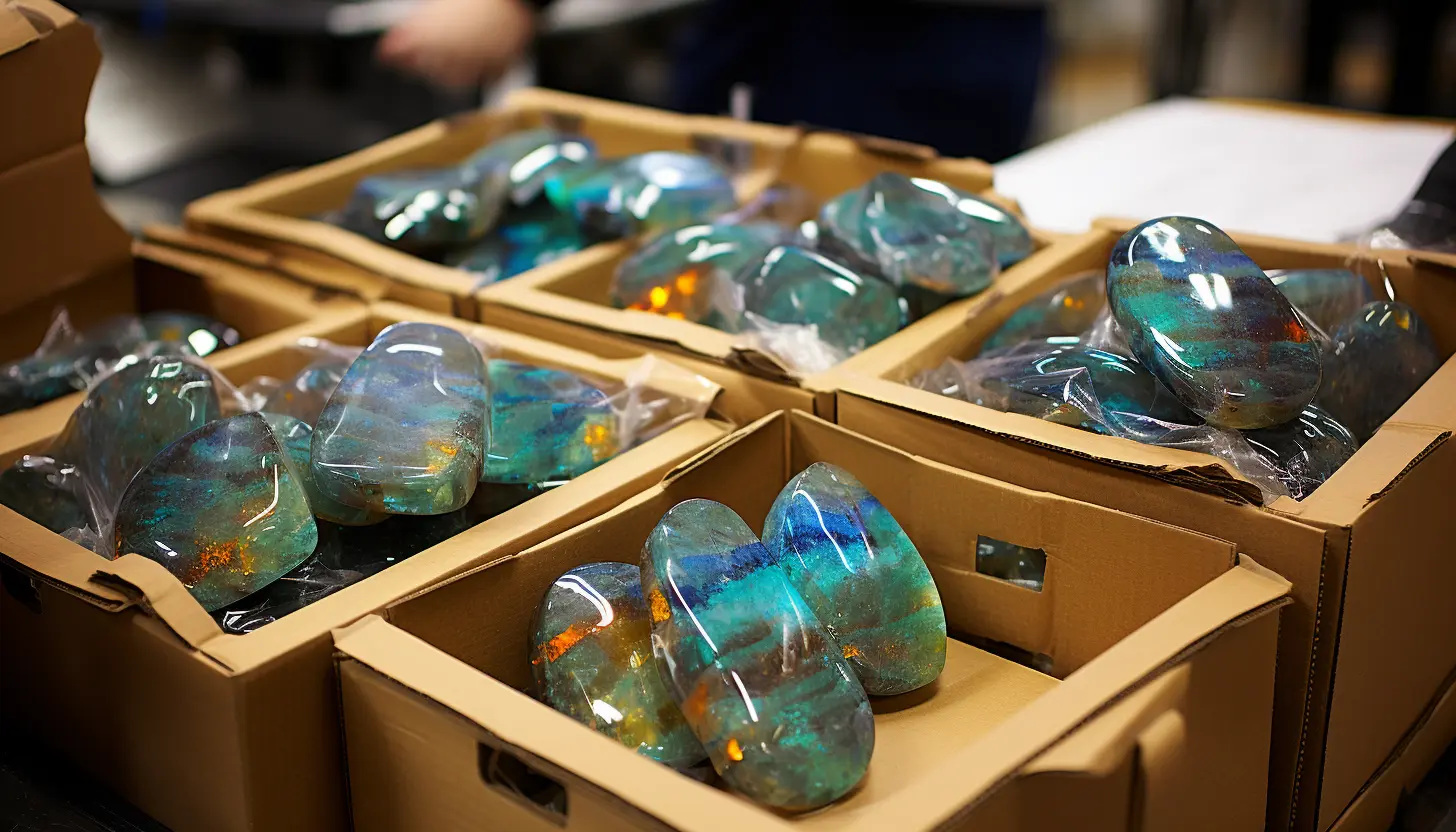 Jewels are loaded into packages.